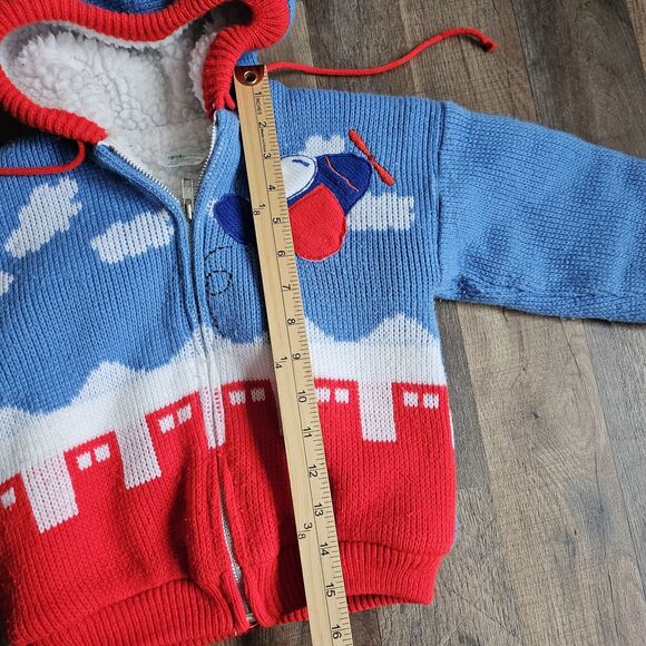 Vintage A Tiny Tots Original Baby Kintted Sky Airplane Sherpa Jacket Size 4T - Picture 5 of 9